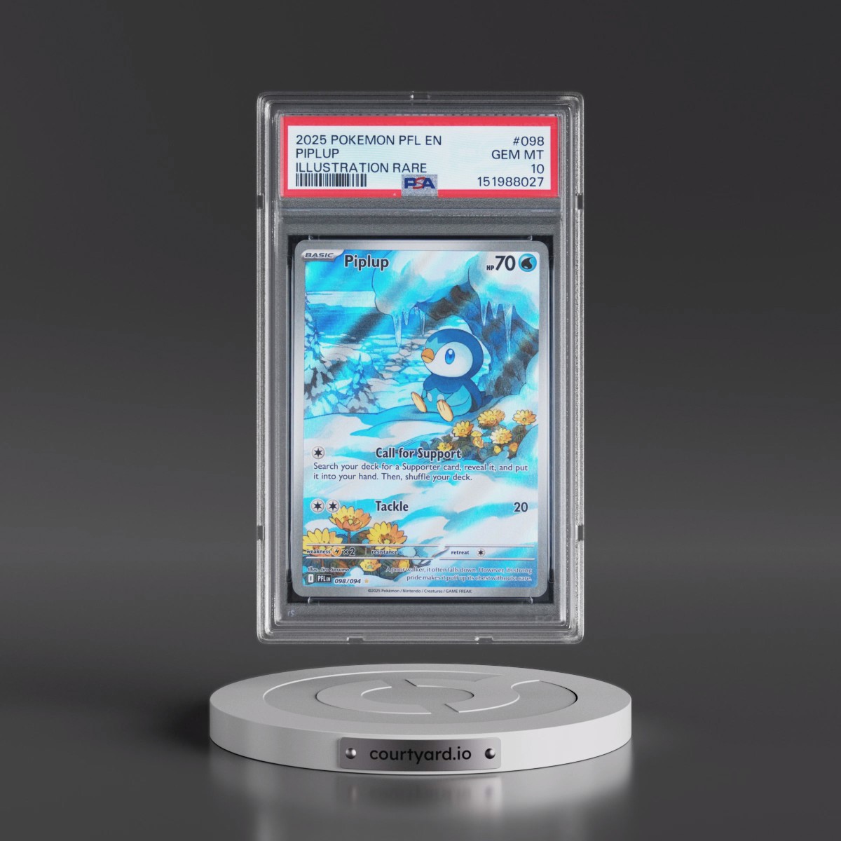 2025 Pokémon Pfl EN-Phantasmal Flames #098 Piplup - Illustration Rare (PSA 10 GEM MINT)