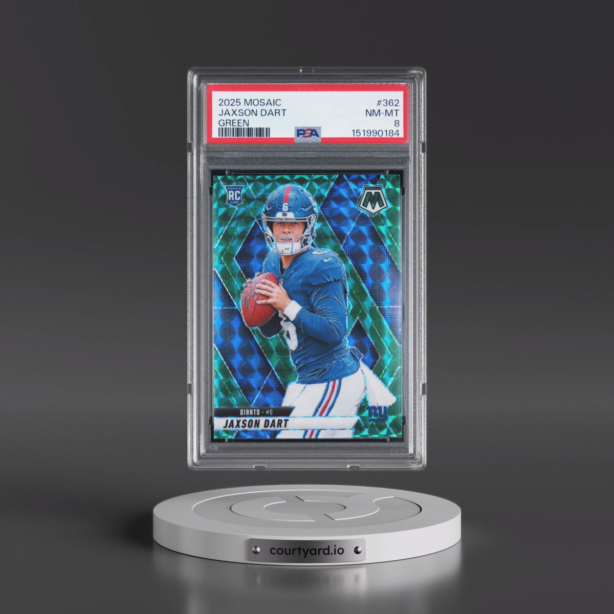 2025 Panini Mosaic #362 Jaxson Dart - Green (PSA 8 NM-MT)
