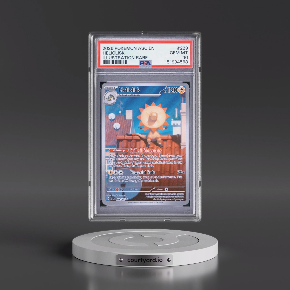 2026 Pokémon Asc EN-Ascended Heroes #229 Heliolisk - Illustration Rare (PSA 10 GEM MINT)