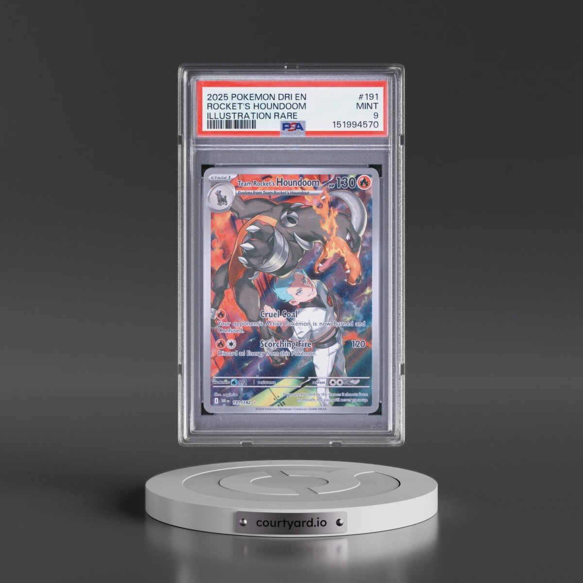 2025 Pokémon Dri EN-Destined Rivals #191 Team Rocket's Houndoom - Illustration Rare (PSA 9 MINT)
