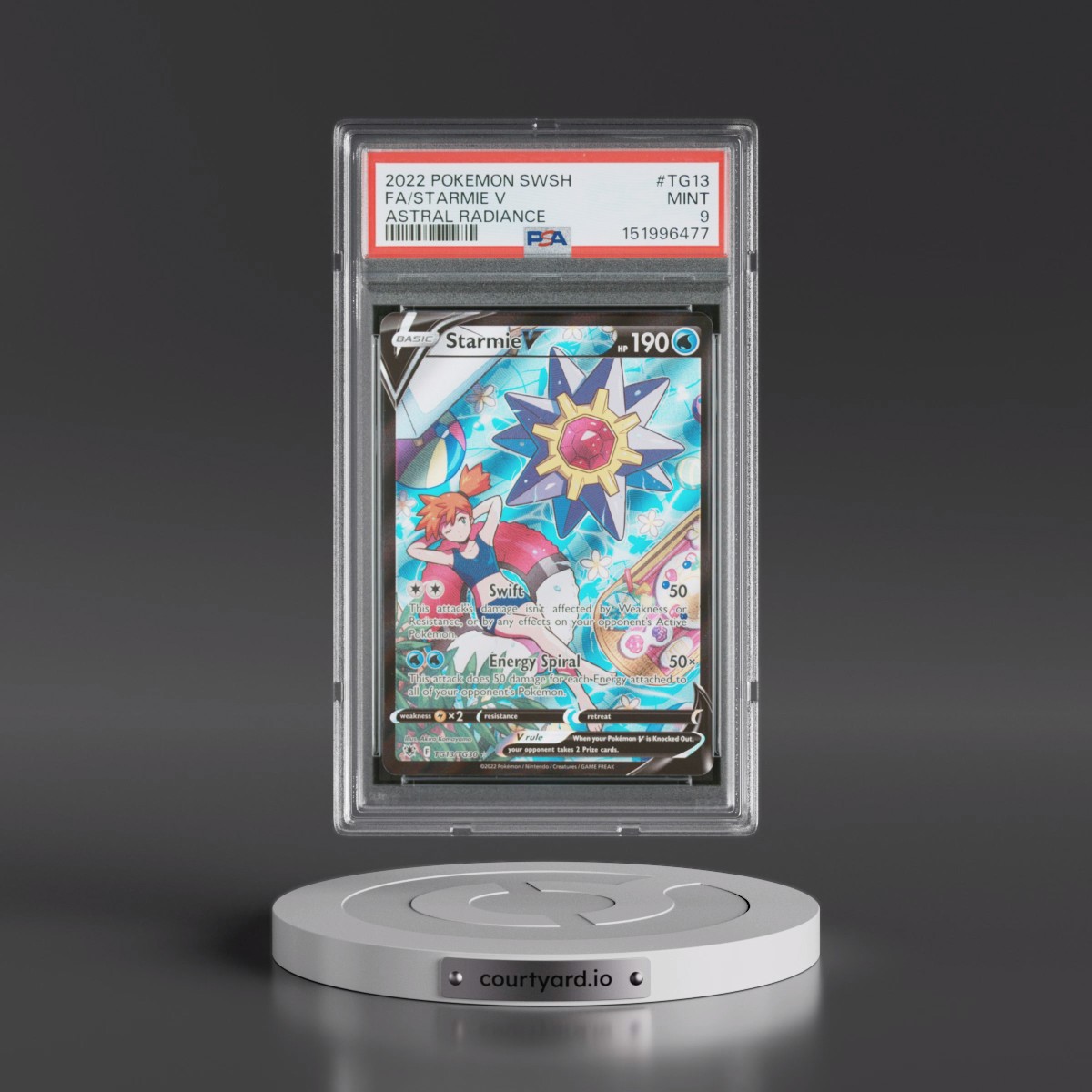 2022 Pokémon Sword & Shield Astral Radiance #TG13 Starmie V - Holo Full Art (PSA 9 MINT)