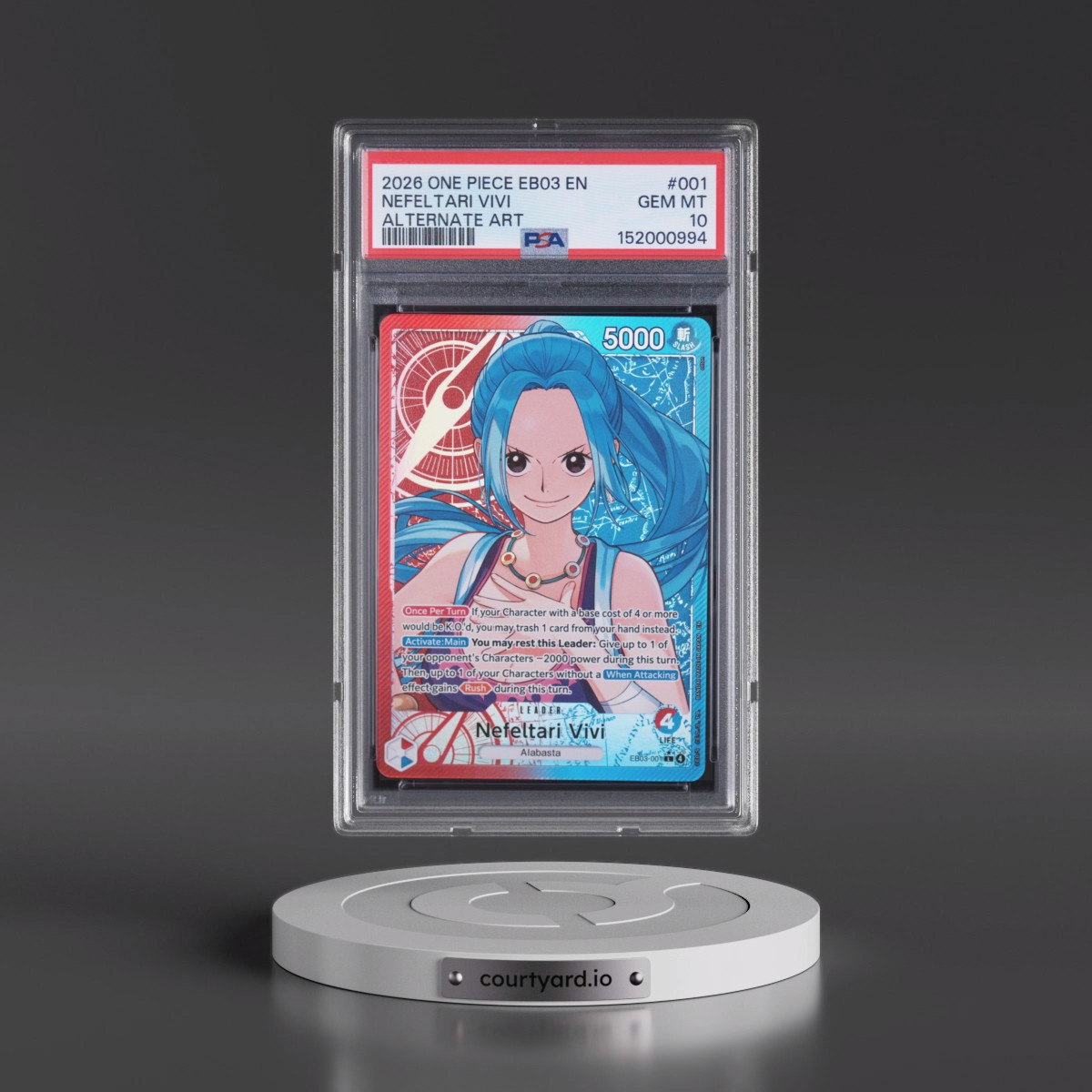 2026 One Piece EB03-Extra Booster -One Piece Heroines Edition #001 Nefeltari Vivi - Alternate Art (PSA 10 GEM MINT)