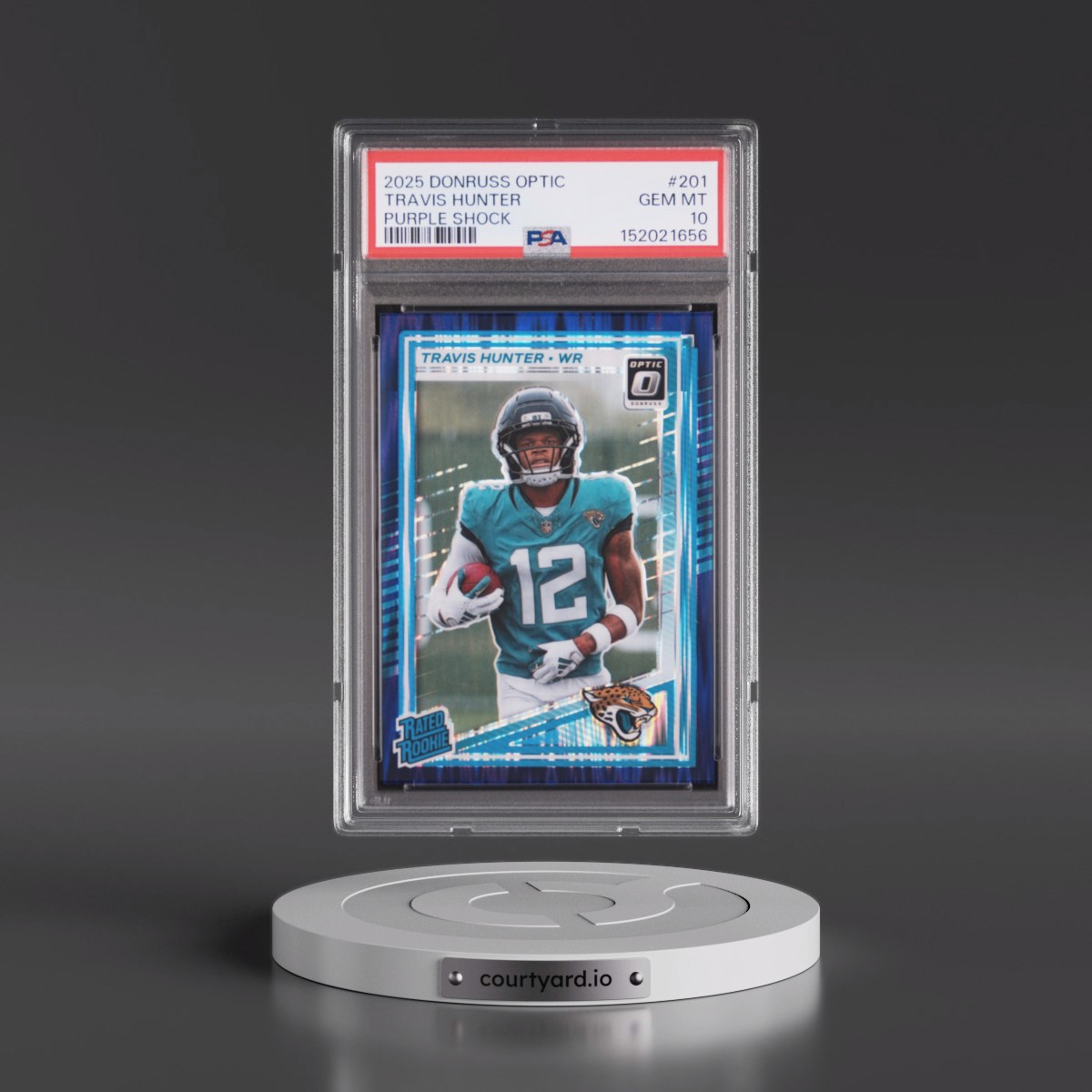 2025 Panini Donruss Optic #201 Travis Hunter - Purple Shock (PSA 10 GEM MINT)