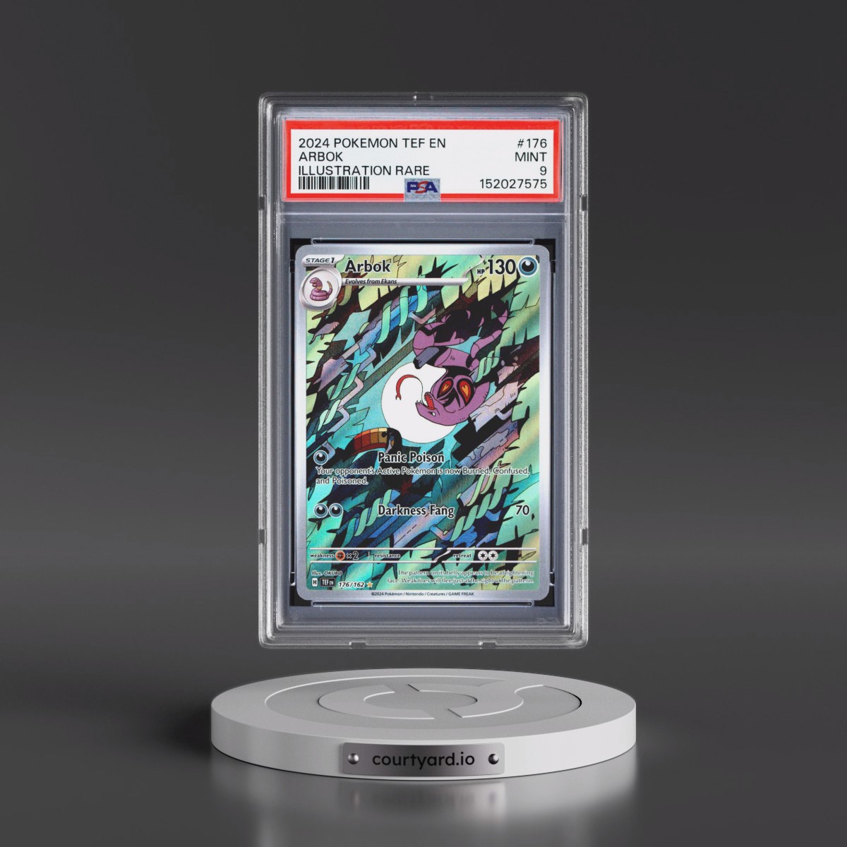 2024 Pokémon Tef EN-Temporal Forces #176 Arbok - Illustration Rare (PSA 9 MINT)