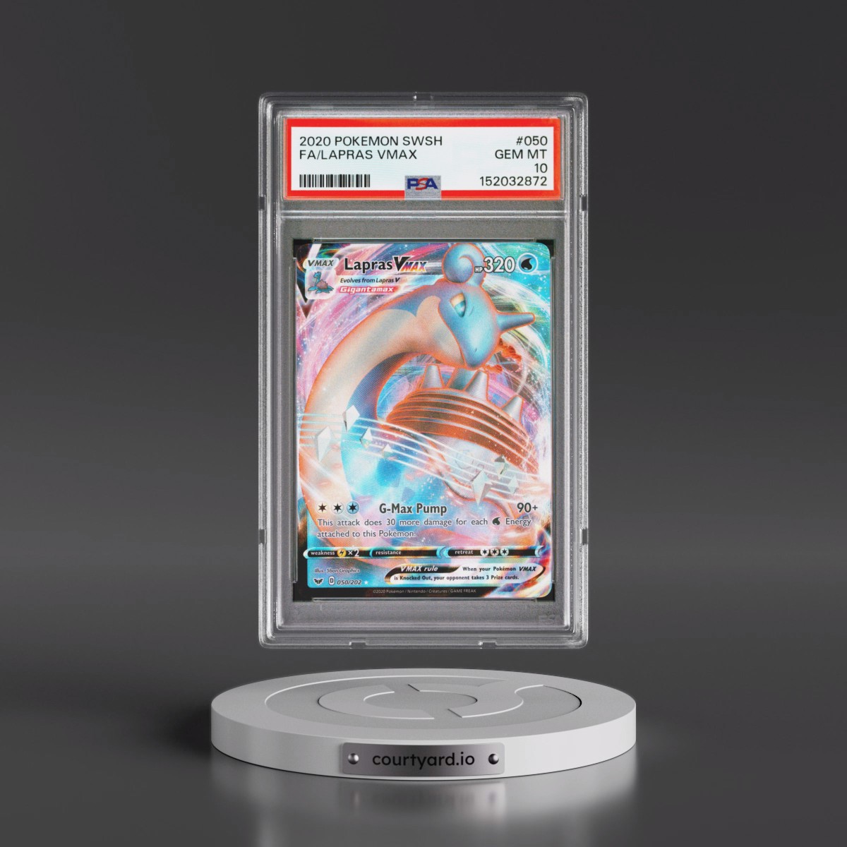 2020 Pokémon Sword & Shield #050 Lapras Vmax - Full Art (PSA 10 GEM MINT)
