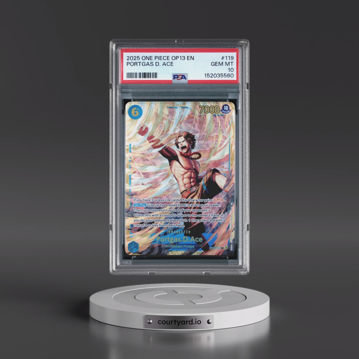 2025 One Piece OP13-Carrying on His Will #119 Portgas D. Ace (PSA 10 GEM MINT)