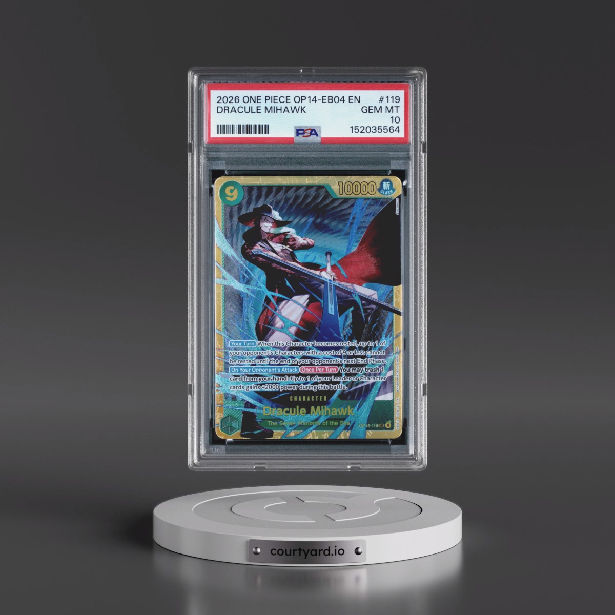 2026 One Piece OP14-EB04-the Azure Sea's Seven #119 Dracule Mihawk (PSA 10 GEM MINT)
