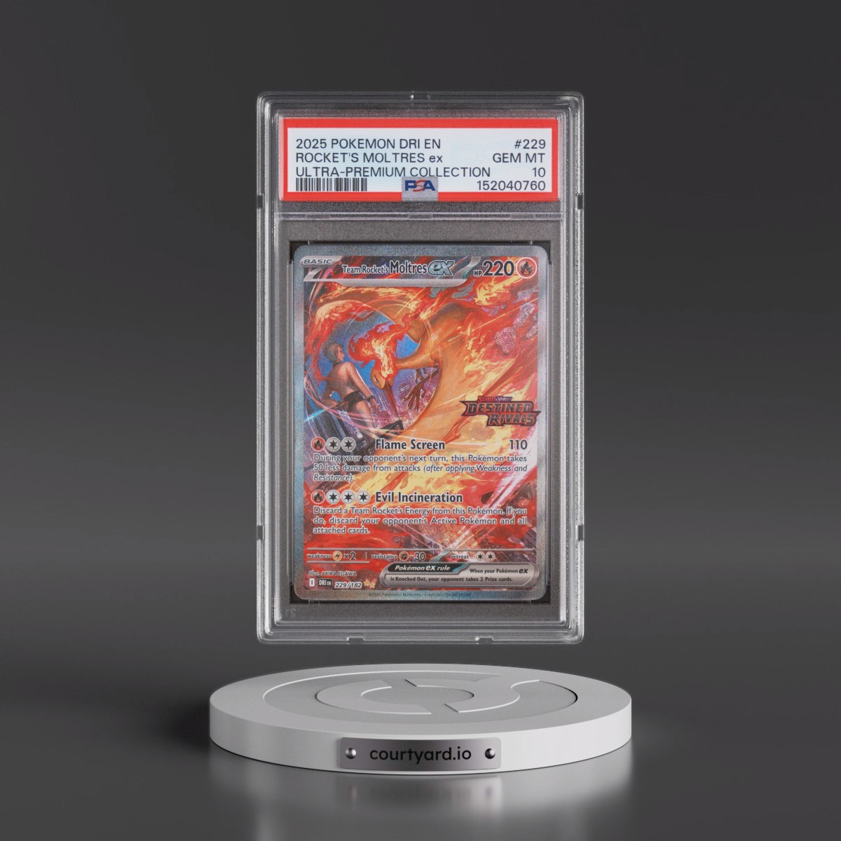 2025 Pokémon Dri EN-Destined Rivals #229 Team Rocket's Moltres EX - Holo Team Rocket's Moltres EX Ultra-Premium Collection (PSA 10 GEM MINT)