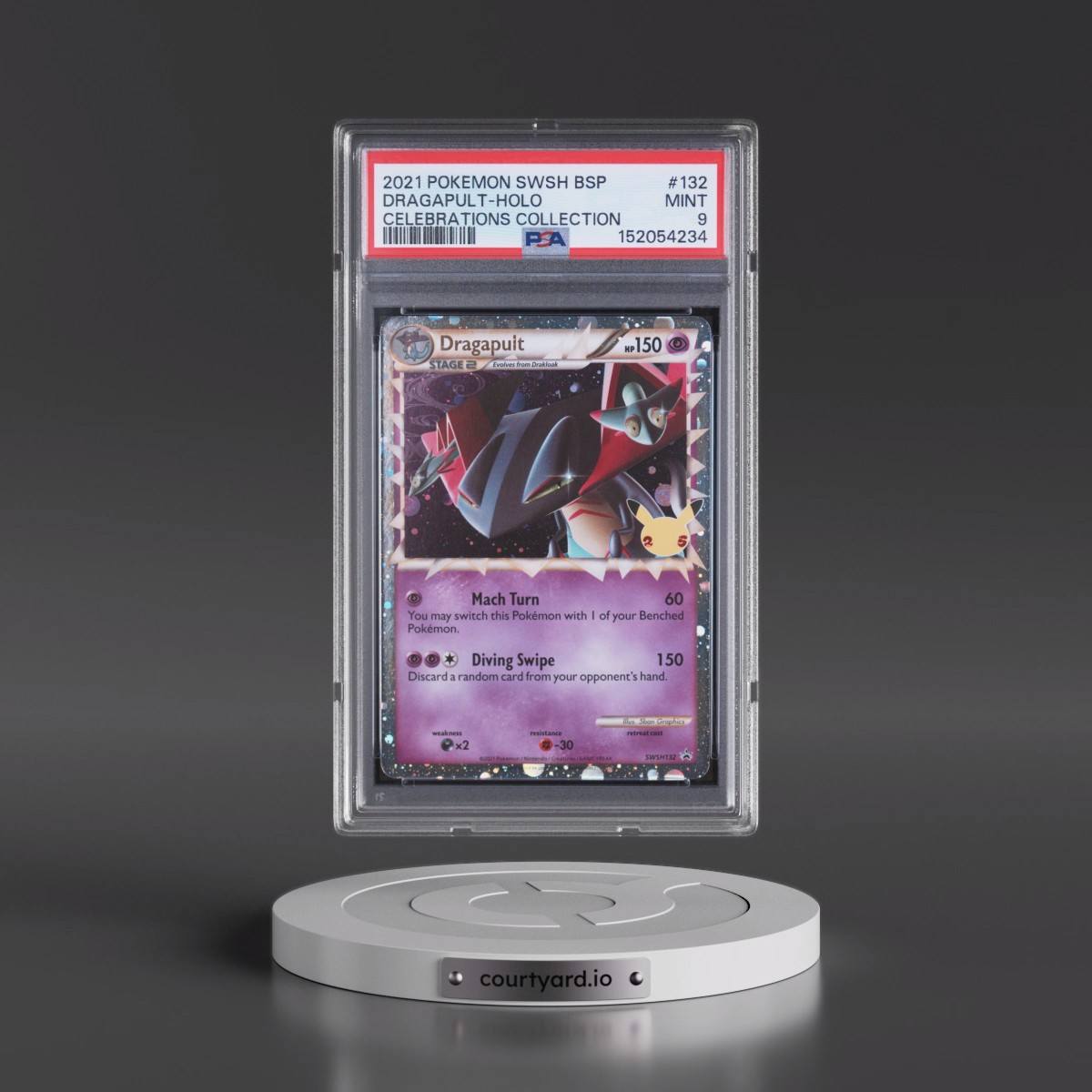 2021 Pokémon Swsh Black Star Promo #132 Dragapult - Holo Celebrations Collection (PSA 9 MINT)
