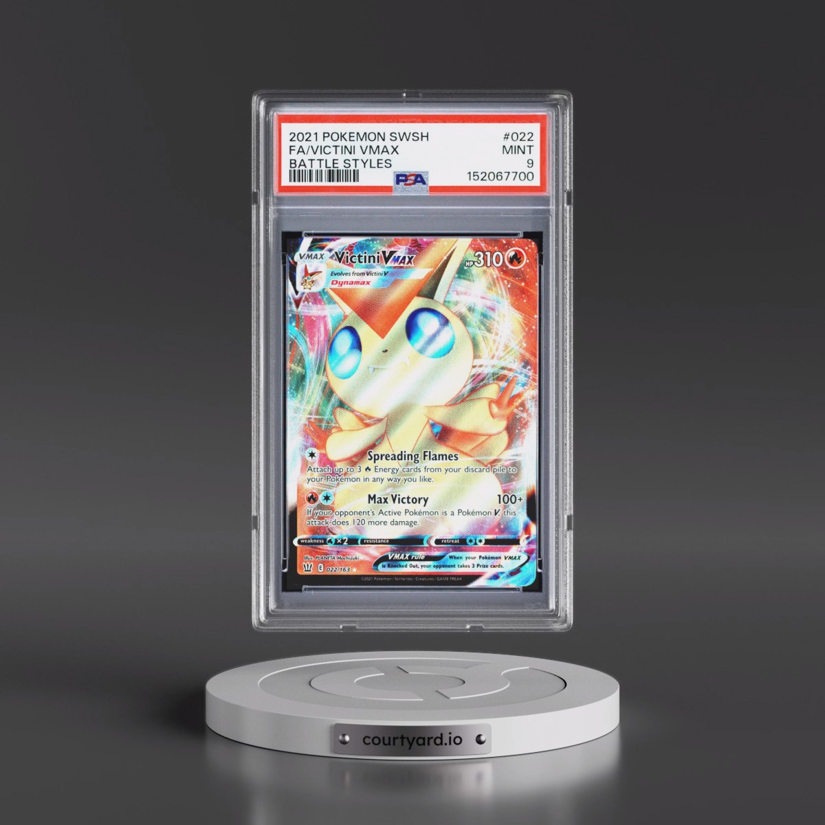 2021 Pokémon Sword & Shield Battle Styles #022 Victini Vmax - Full Art (PSA 9 MINT)