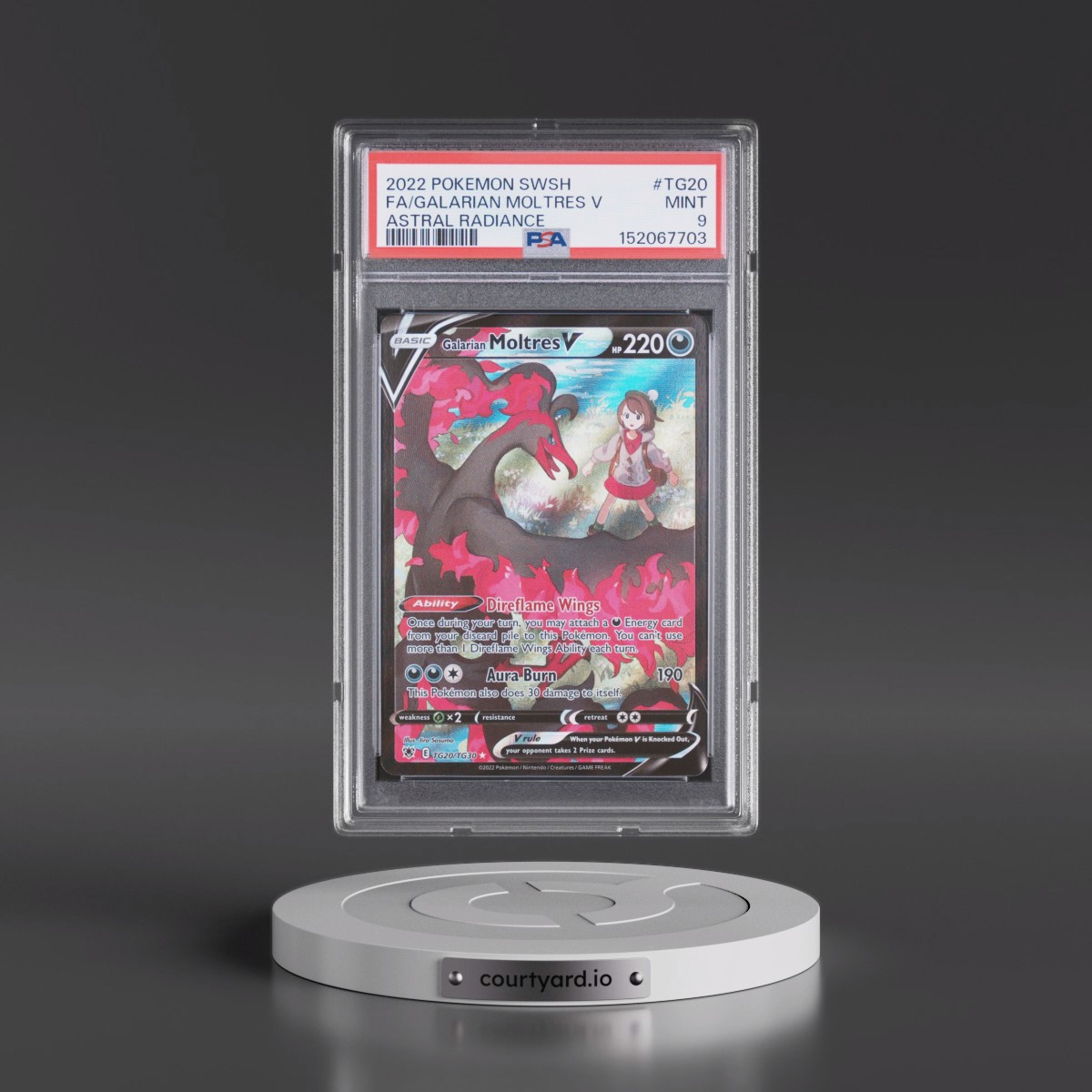 2022 Pokémon Sword & Shield Astral Radiance #TG20 Galarian Moltres V - Holo Full Art (PSA 9 MINT)