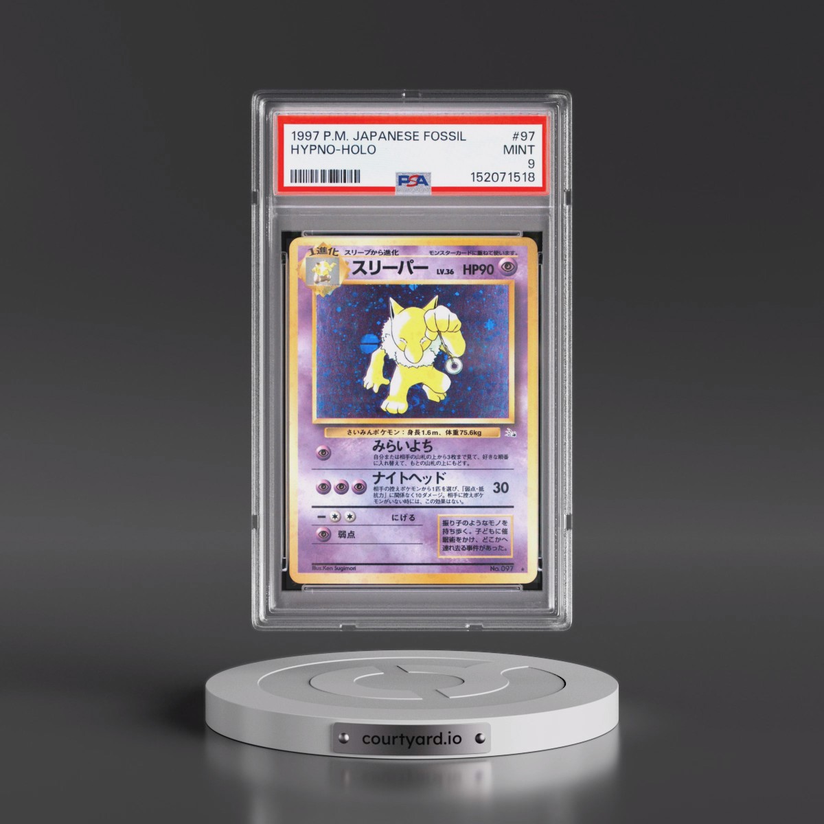 1997 Pokémon Fossil #97 Hypno - Holo (PSA 9 MINT)