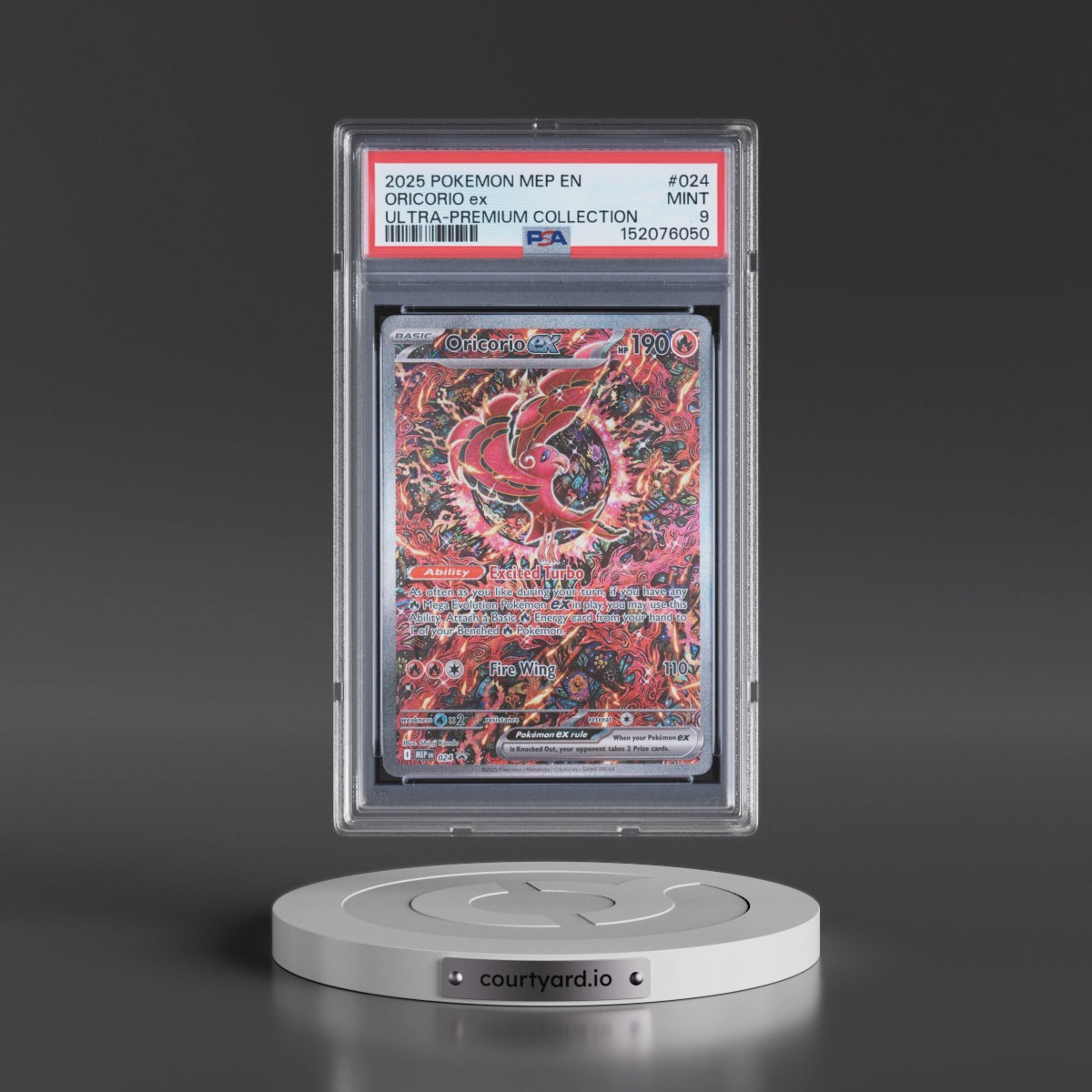 2025 Pokémon Mep EN-Me Black Star Promo #024 Oricorio EX - Holo Mega Charizard X EX Ultra-Premium Collection (PSA 9 MINT)