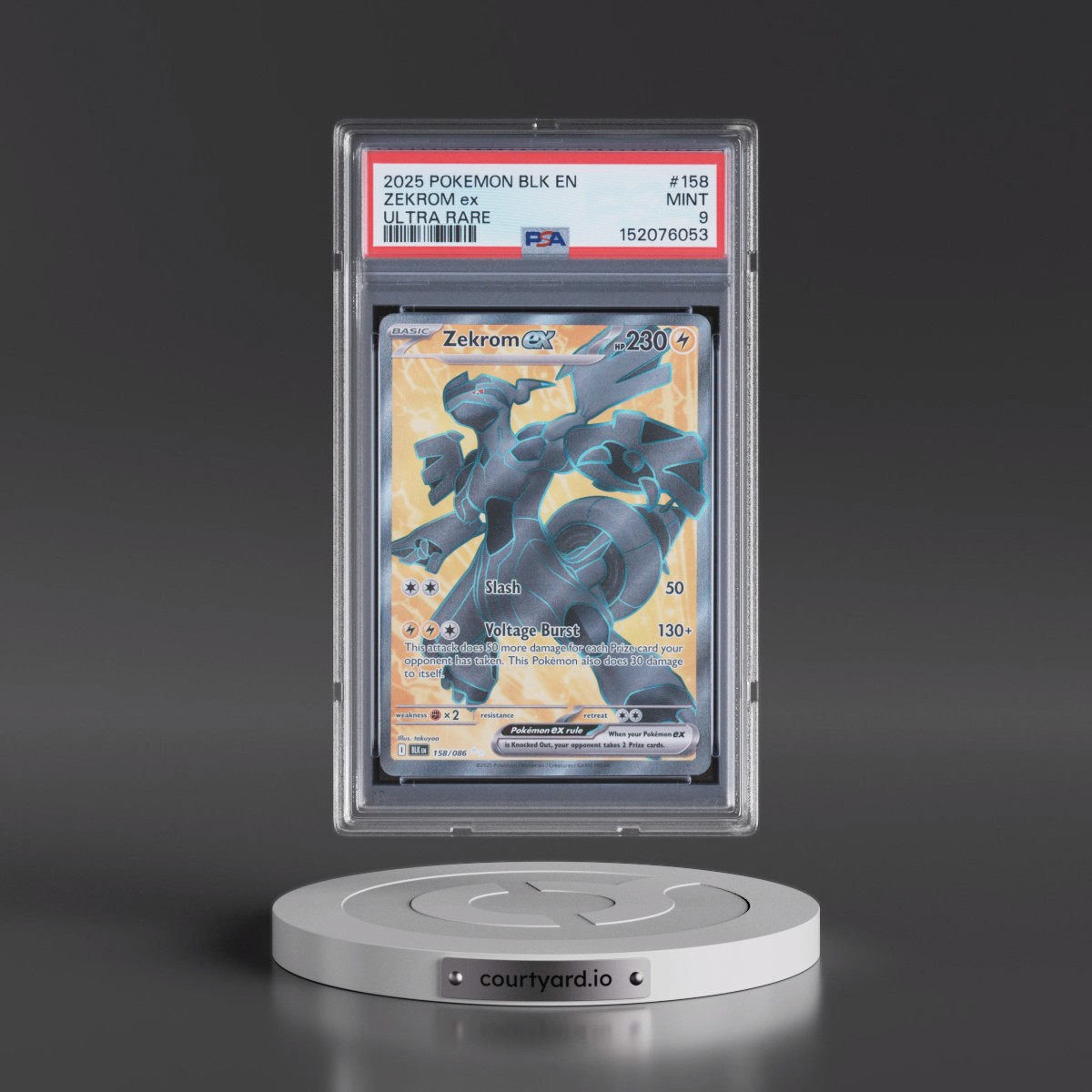 2025 Pokémon Blk EN-Black Bolt #158 Zekrom EX - Holo Ultra Rare (PSA 9 MINT)