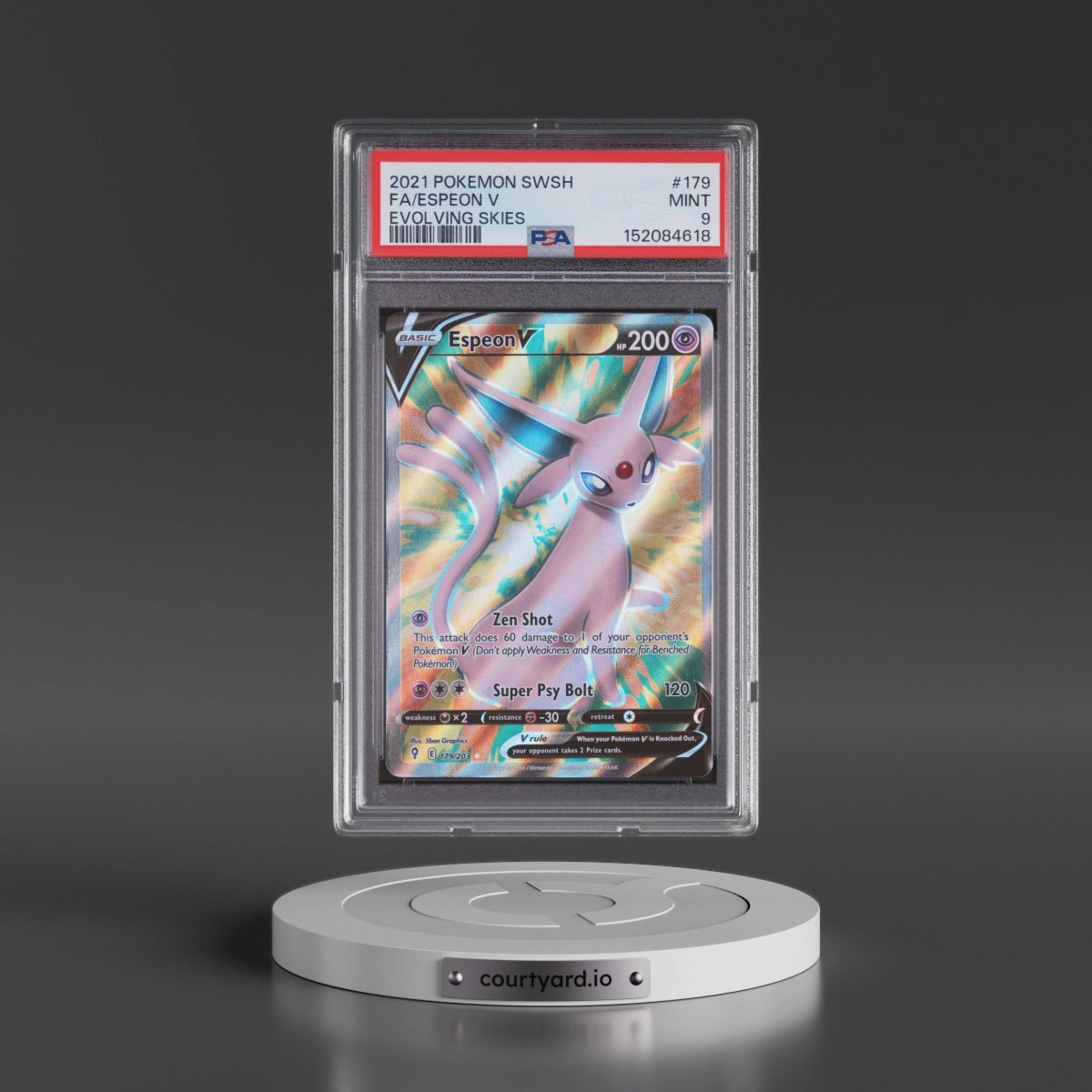 2021 Pokémon Sword & Shield Evolving Skies #179 Espeon V - Holo Full Art (PSA 9 MINT)