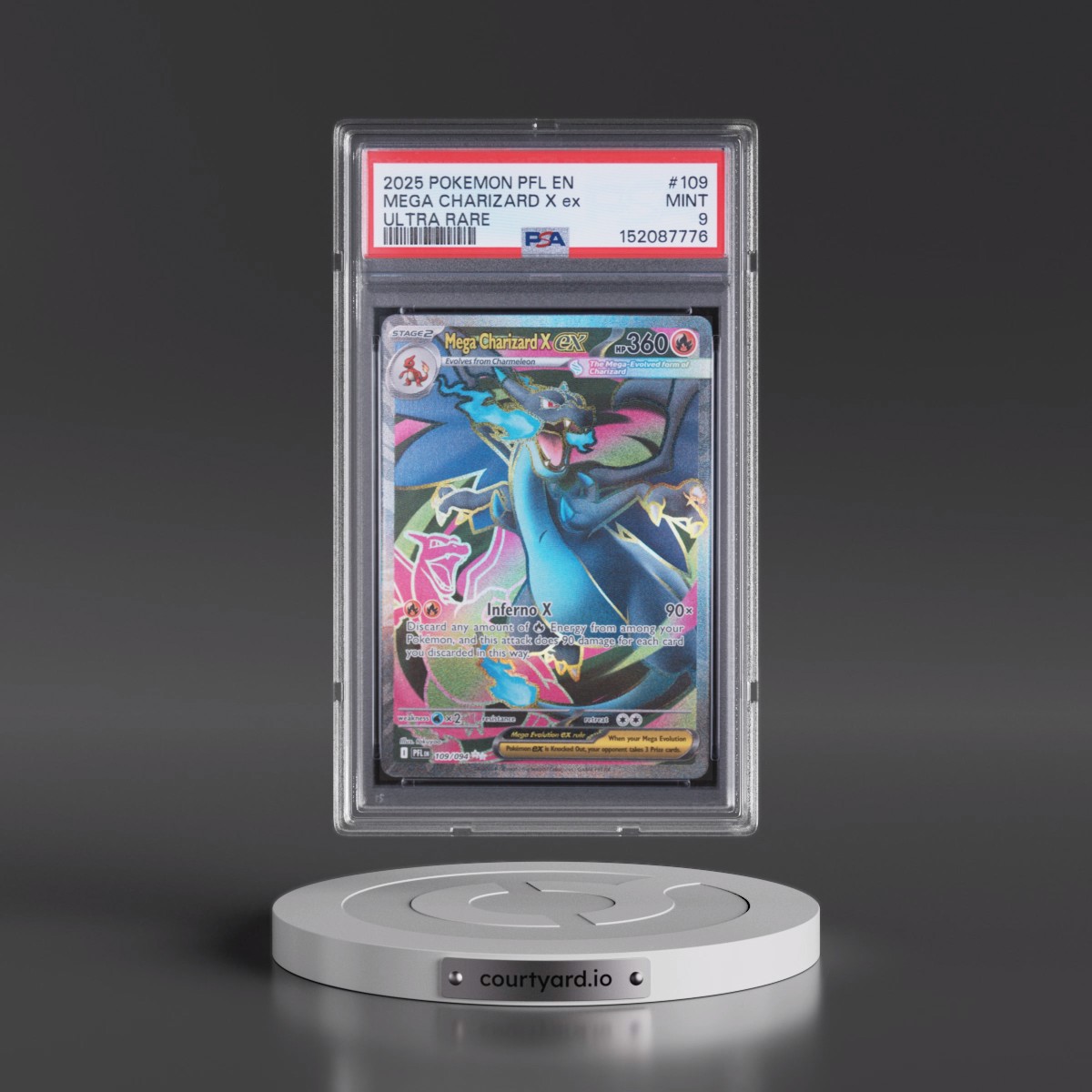 2025 Pokémon Pfl EN-Phantasmal Flames Mega Charizard X EX - Holo Ultra Rare #109 PSA 9