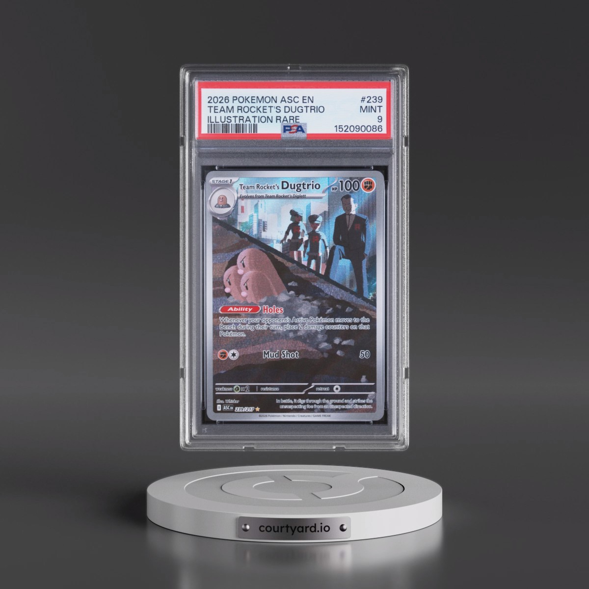 2026 Pokémon Asc EN-Ascended Heroes #239 Team Rocket's Dugtrio - Illustration Rare (PSA 9 MINT)