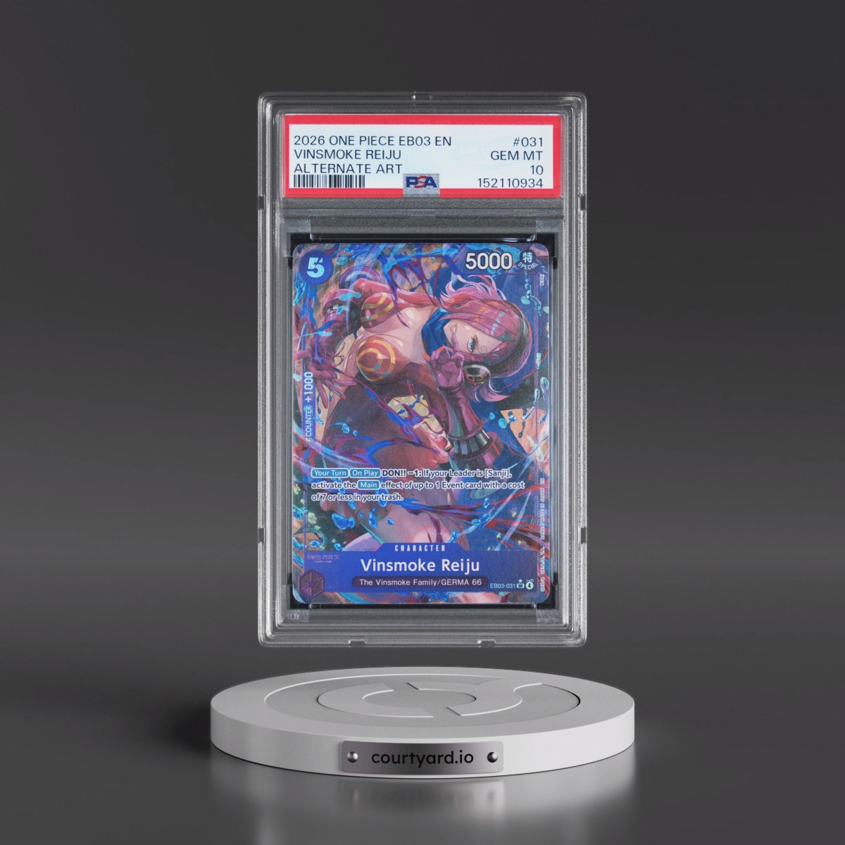 2026 One Piece EB03-Extra Booster -One Piece Heroines Edition #031 Vinsmoke Reiju - Alternate Art (PSA 10 GEM MINT)