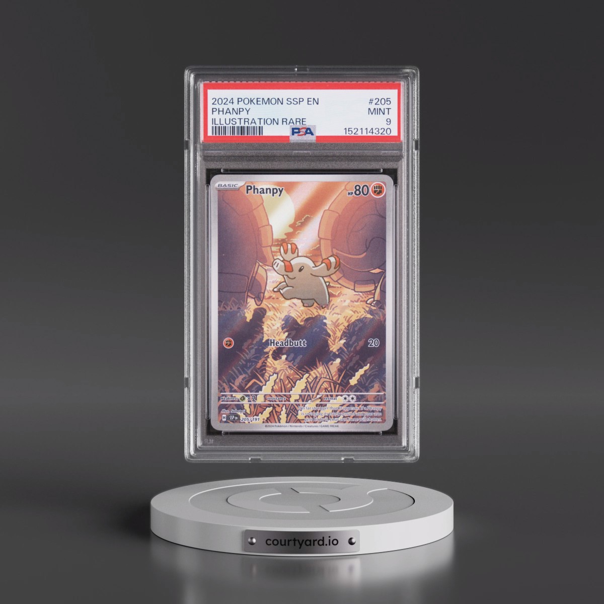 2024 Pokémon Ssp EN-Surging Sparks #205 Phanpy - Illustration Rare (PSA 9 MINT)