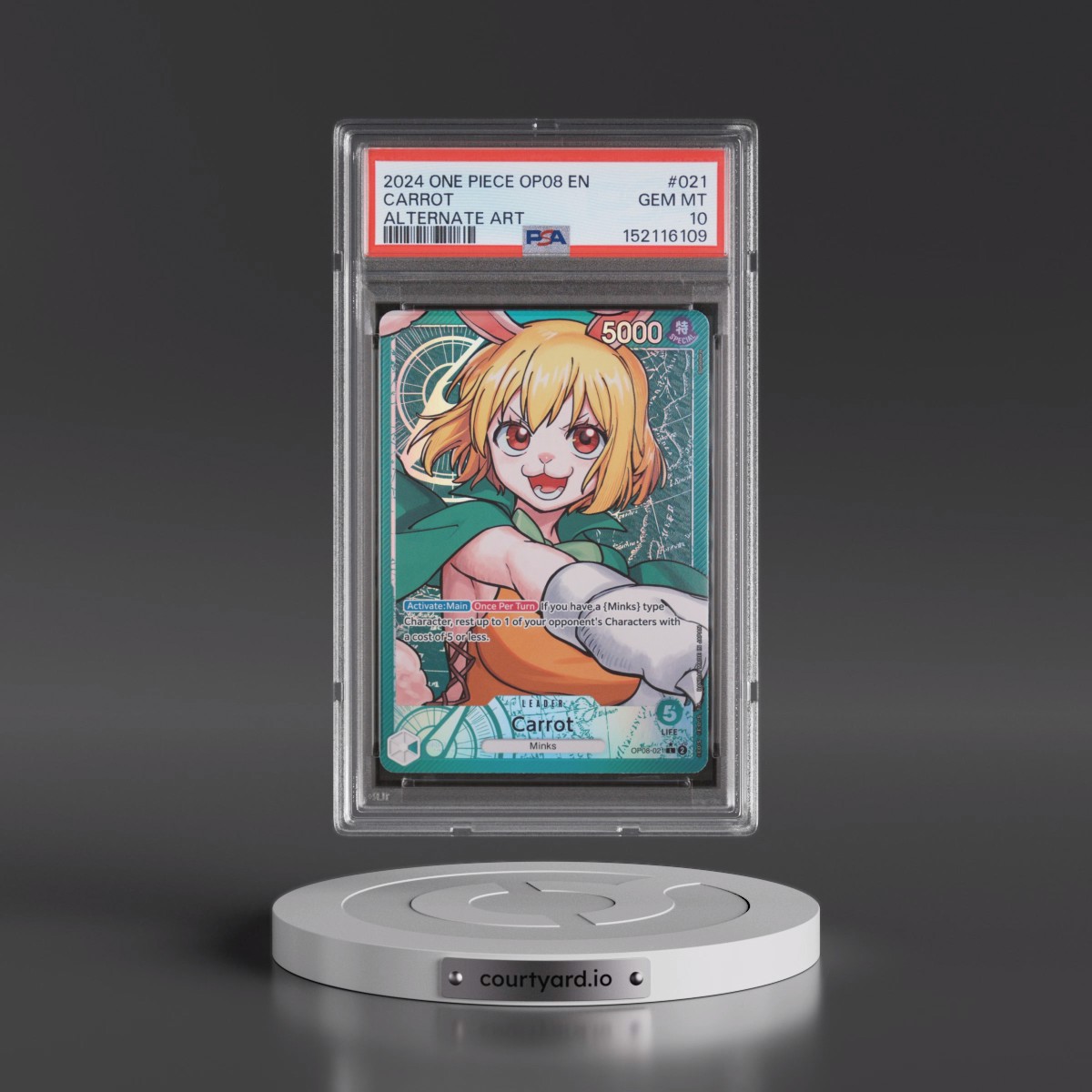 2024 One Piece OP08-Two Legends #021 Carrot - Alternate Art (PSA 10 GEM MINT)