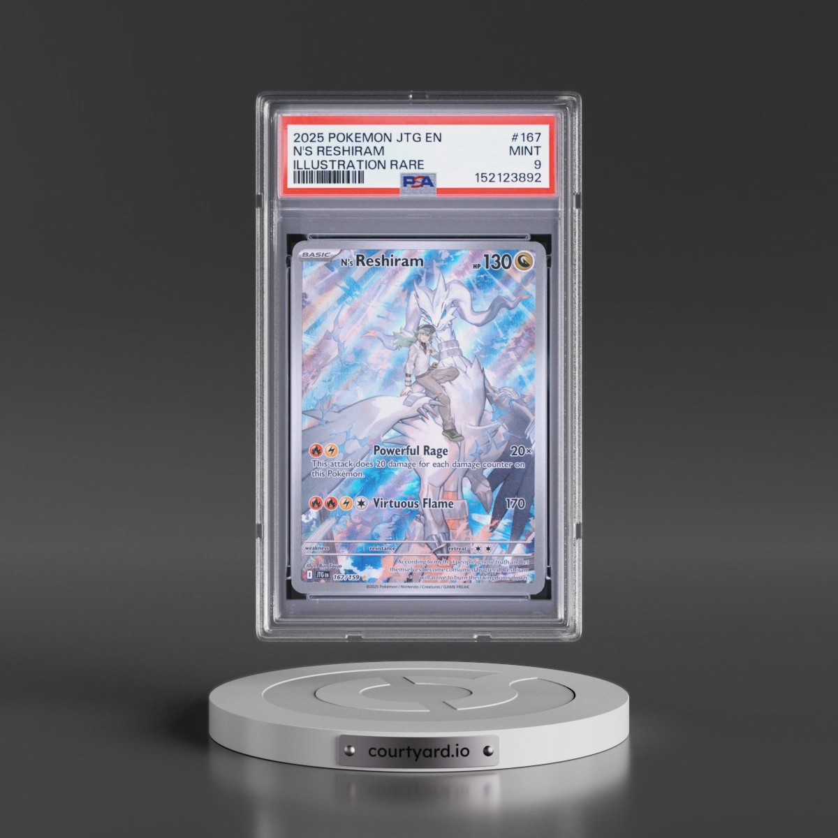 2025 Pokémon Jtg EN-Journey Together #167 N's Reshiram - Illustration Rare (PSA 9 MINT)