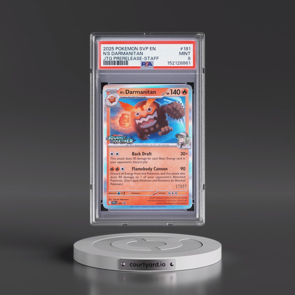 2025 Pokémon Svp EN-SV Black Star Promo #181 N's Darmanitan - Journey Together Prerelease-Staff (PSA 9 MINT)