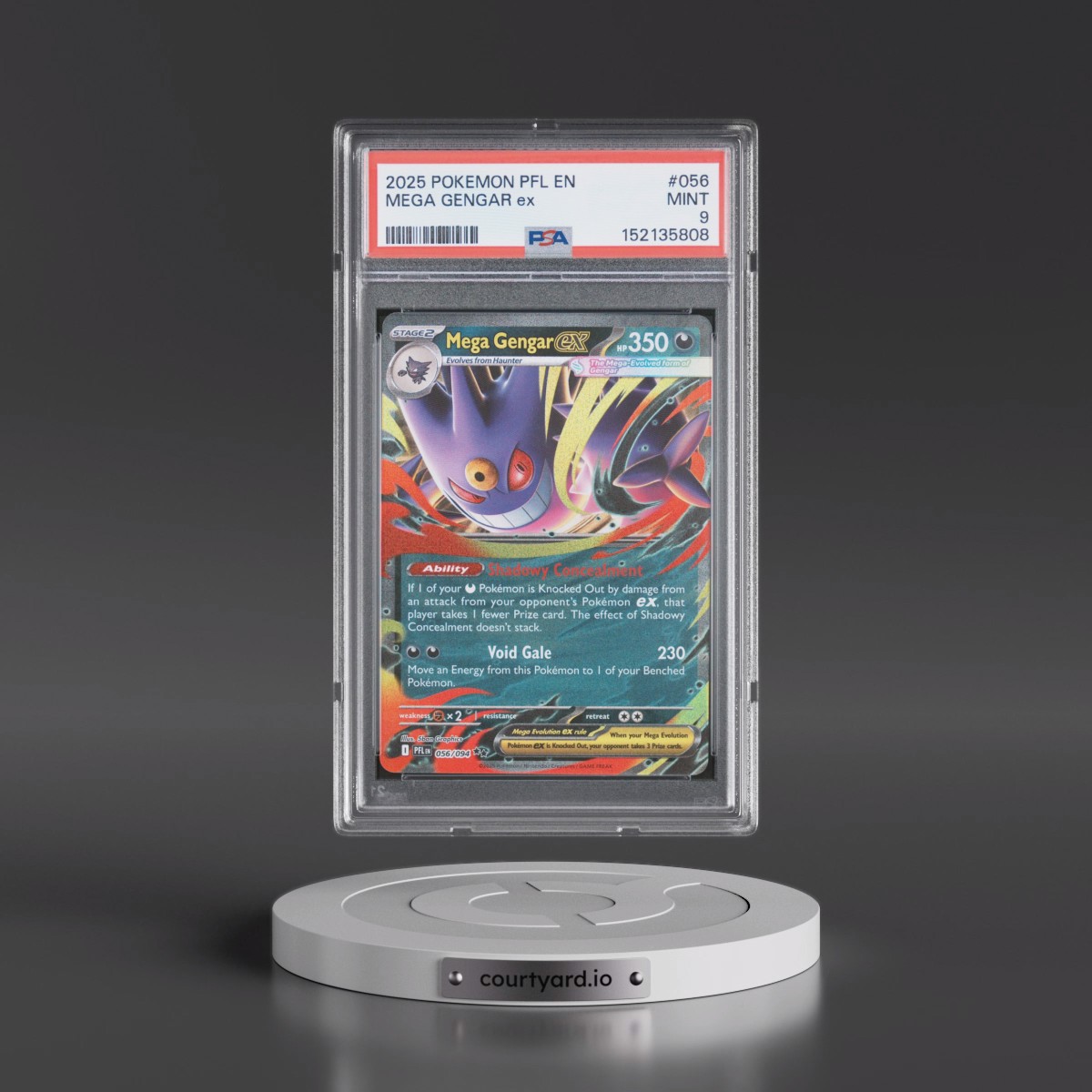 2025 Pokémon Pfl EN-Phantasmal Flames #056 Mega Gengar EX - Holo (PSA 9 MINT)