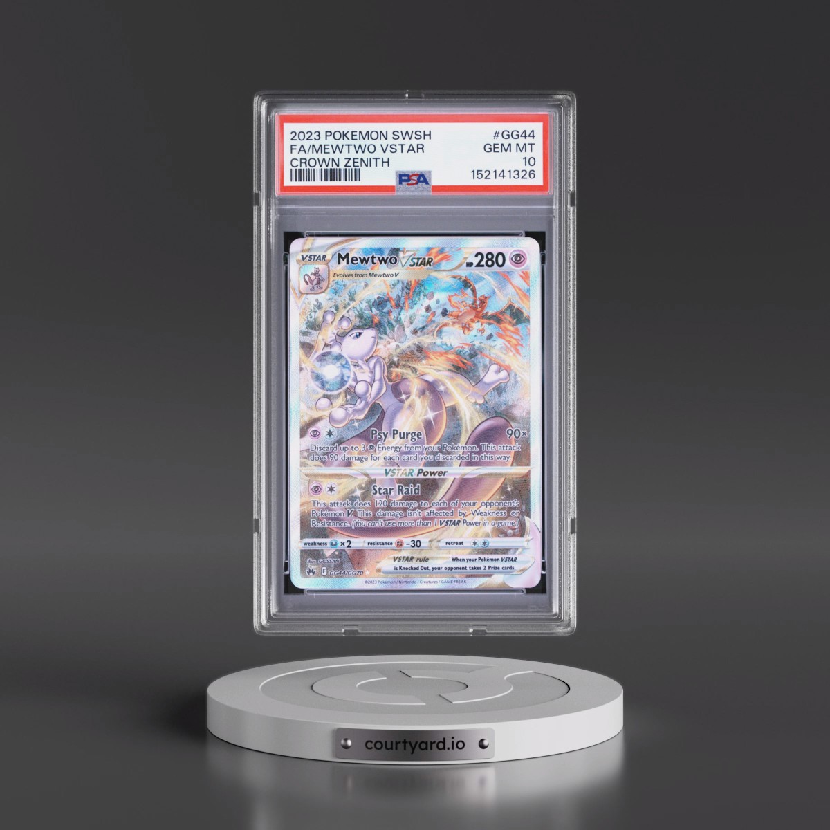 2023 Pokémon Sword and Shield Crown Zenith #GG44 Mewtwo Vstar - Full Art (PSA 10 GEM MINT)