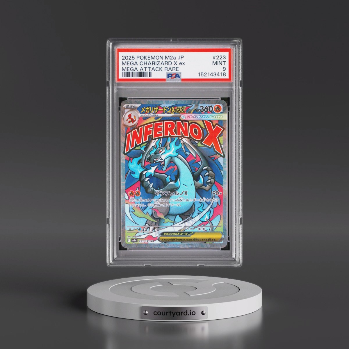 2025 Pokémon M2a-Mega Dream EX #223 Mega Charizard X EX - Holo Mega Attack Rare (PSA 9 MINT)