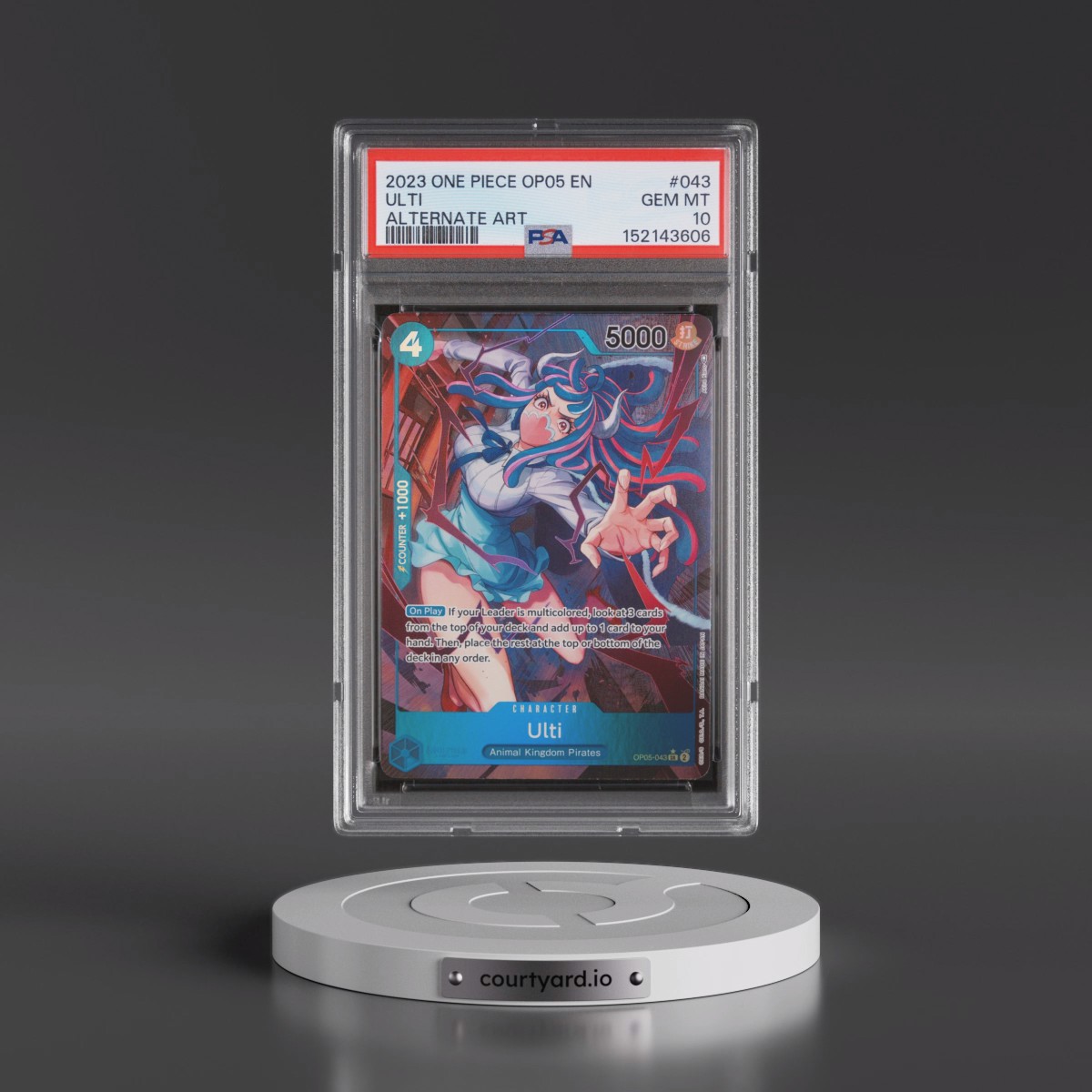 2023 One Piece OP05-Awakening of the New Era #043 Ulti - Alternate Art (PSA 10 GEM MINT)