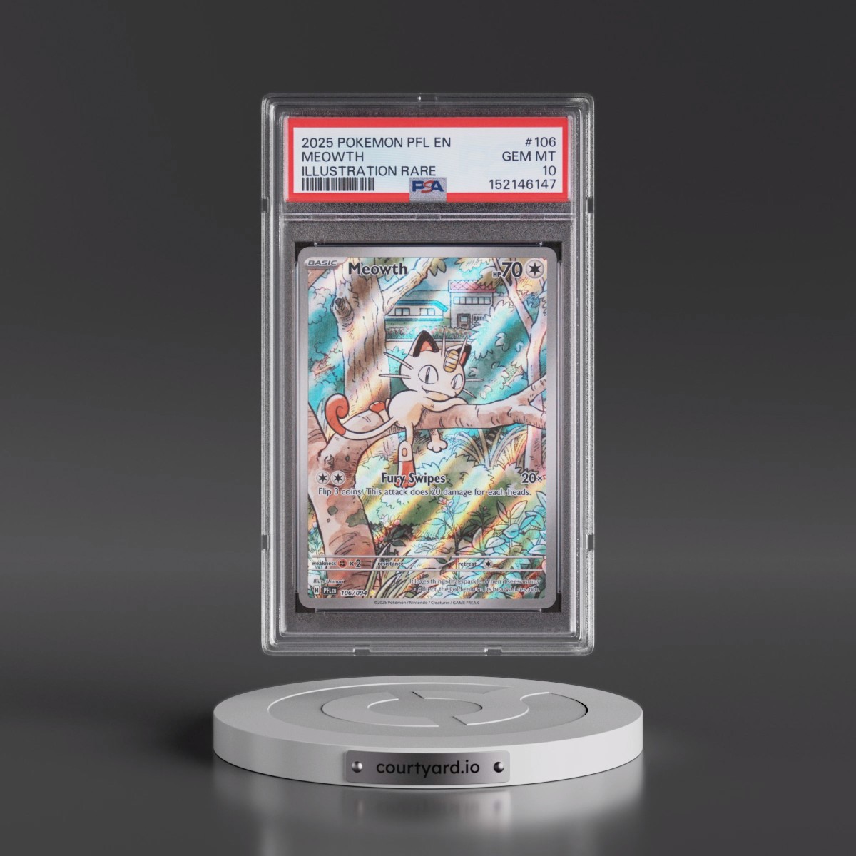 2025 Pokémon Pfl EN-Phantasmal Flames #106 Meowth - Illustration Rare (PSA 10 GEM MINT)