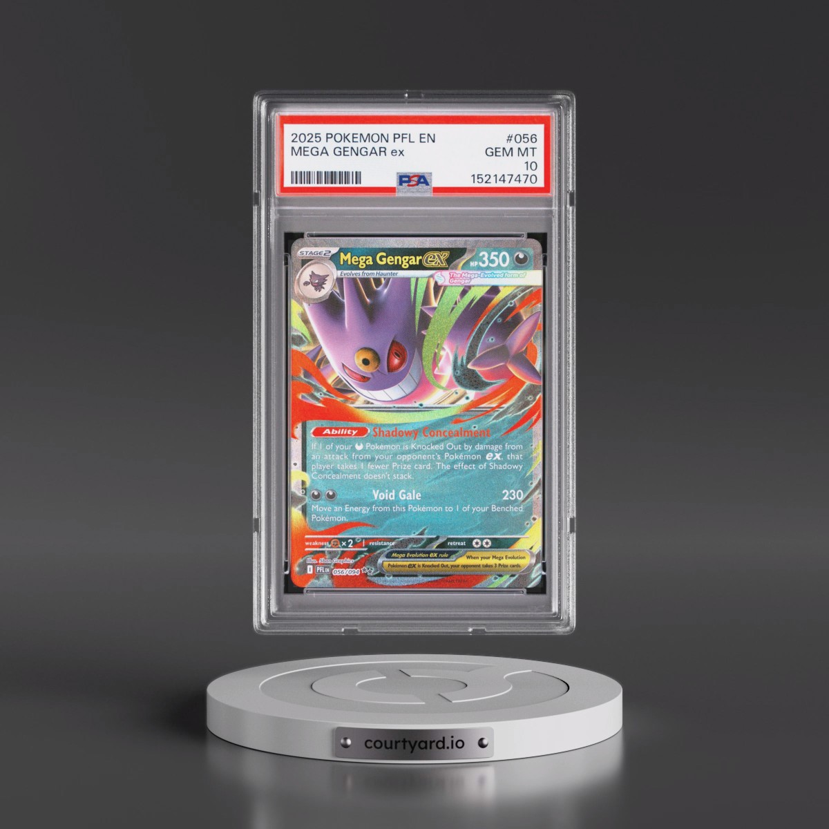 2025 Pokémon Pfl EN-Phantasmal Flames #056 Mega Gengar EX - Holo (PSA 10 GEM MINT)