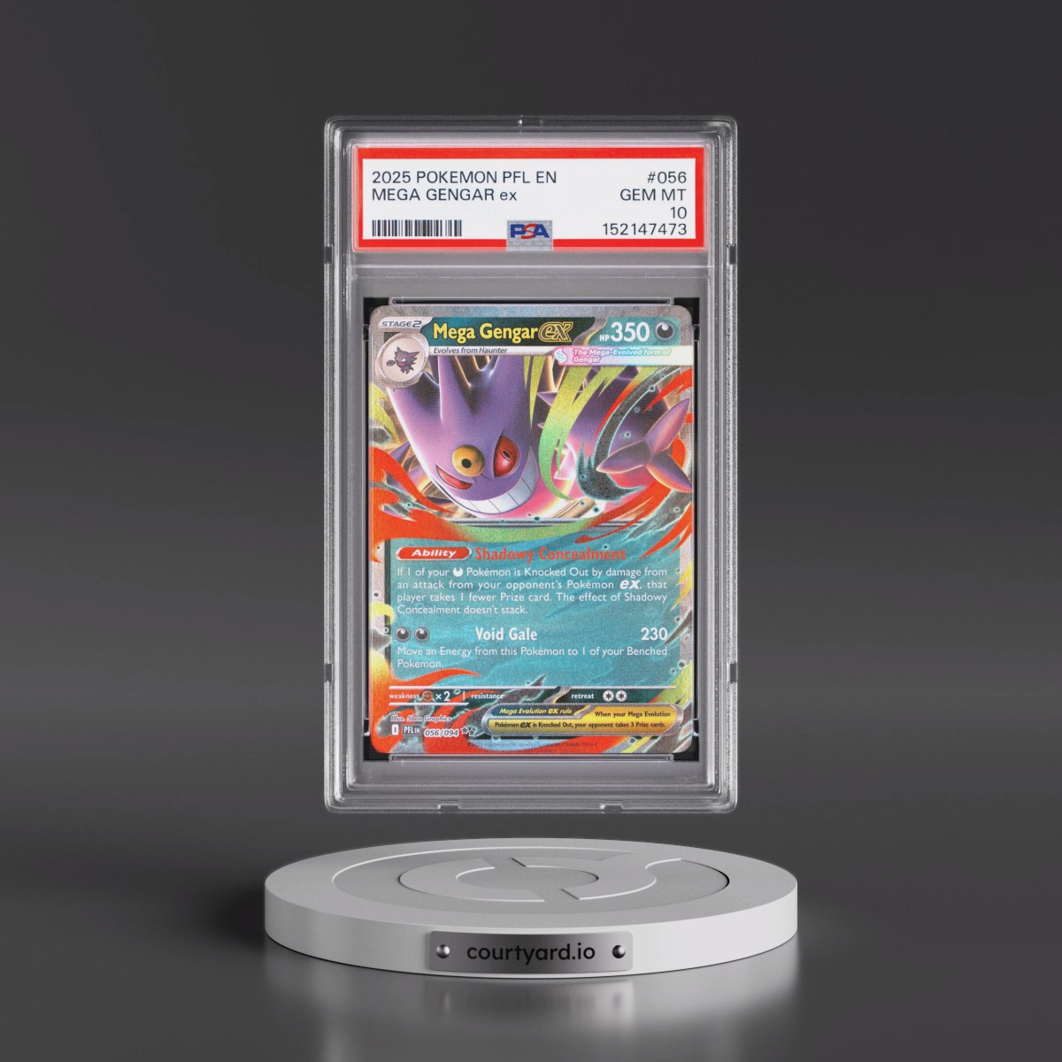 2025 Pokémon Pfl EN-Phantasmal Flames #056 Mega Gengar EX - Holo (PSA 10 GEM MINT)