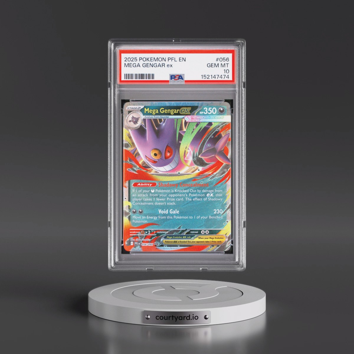 2025 Pokémon Pfl EN-Phantasmal Flames #056 Mega Gengar EX - Holo (PSA 10 GEM MINT)