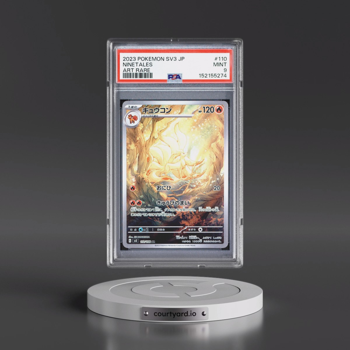 2023 Pokémon SV3-Ruler of the Black Flame #110 Ninetales - Art Rare (PSA 9 MINT)