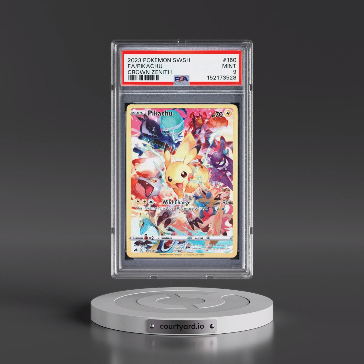 2023 Pokémon Sword and Shield Crown Zenith #160 Pikachu - Full Art (PSA 9 MINT)