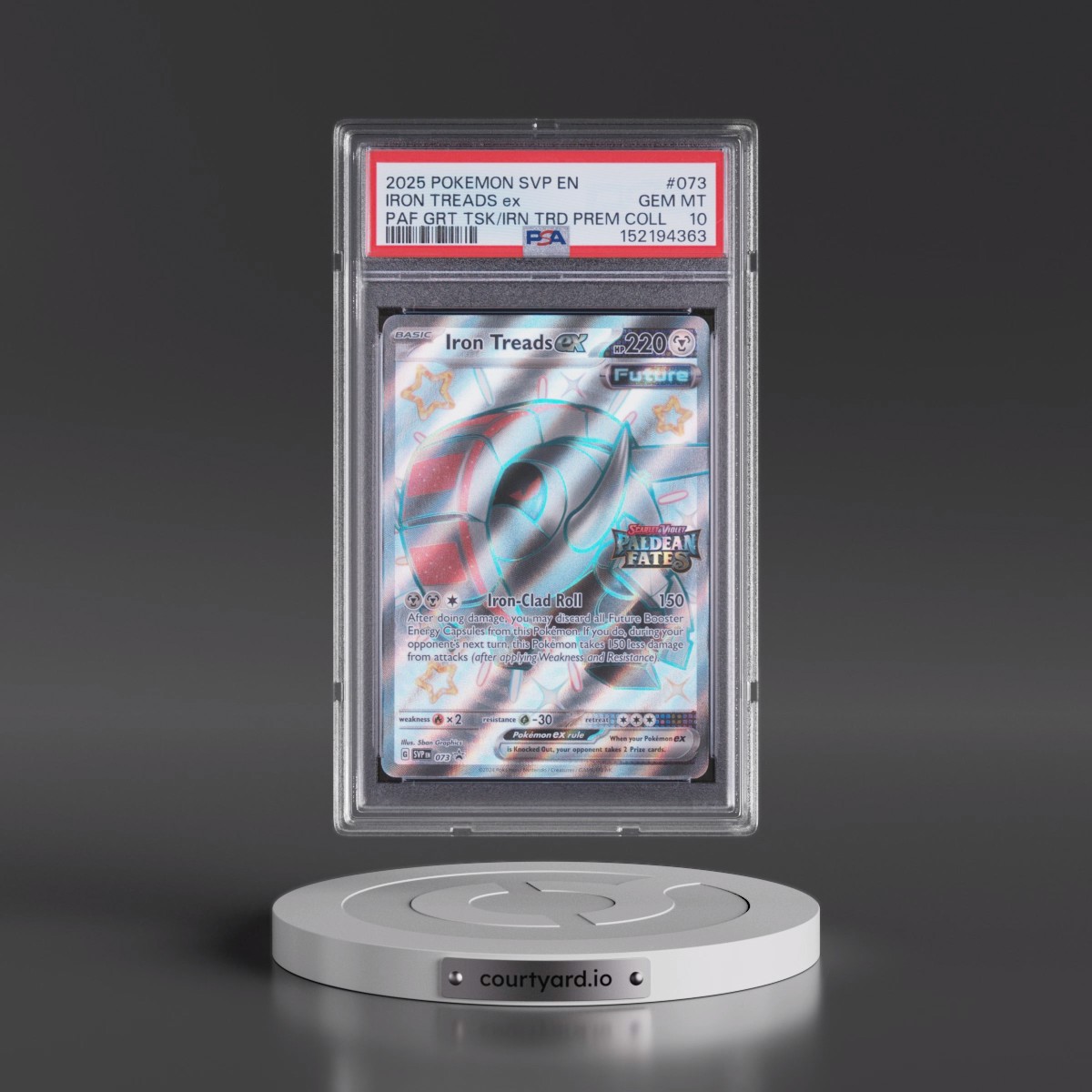 2025 Pokémon Svp EN-SV Black Star Promo #073 Iron Treads EX - Holo Paledean Fates Great Tusk EX & Iron Treads EX Premium Collection (PSA 10 GEM MINT)