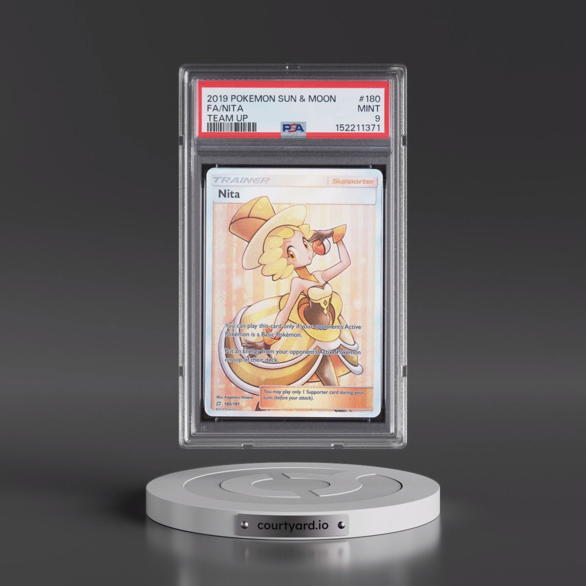 2019 Pokémon Sun & Moon Team Up #180 Nita - Full Art (PSA 9 MINT)