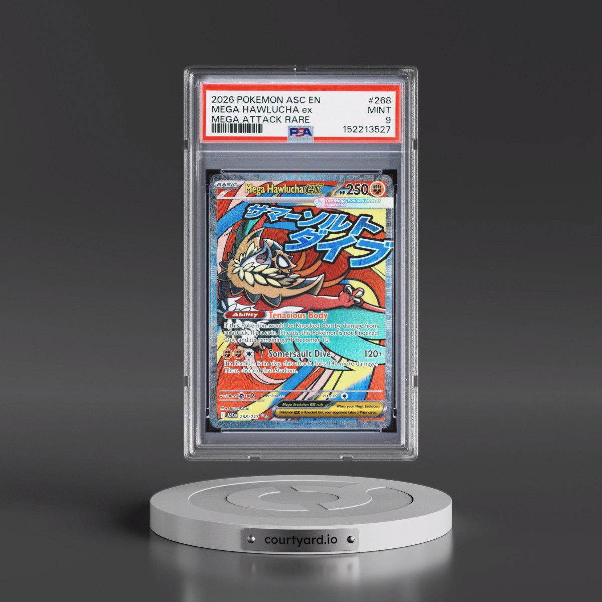 2026 Pokémon Asc EN-Ascended Heroes #268 Mega Hawlucha EX - Holo Mega Attack Rare (PSA 9 MINT)