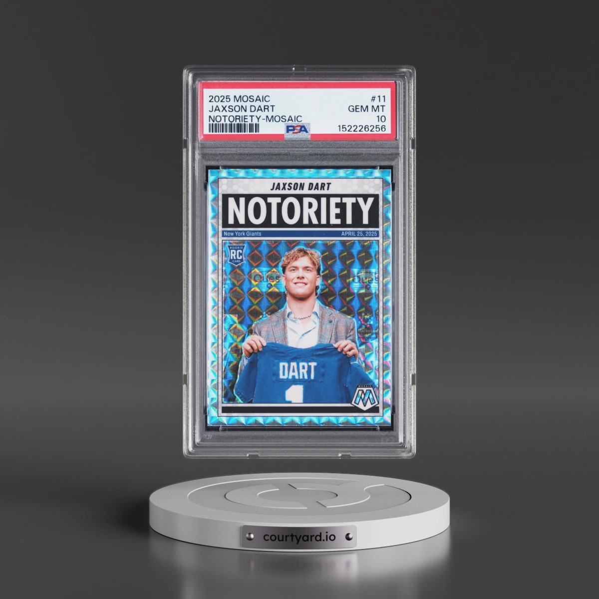 2025 Panini Mosaic Notoriety #11 Jaxson Dart - Mosaic (PSA 10 GEM MINT)
