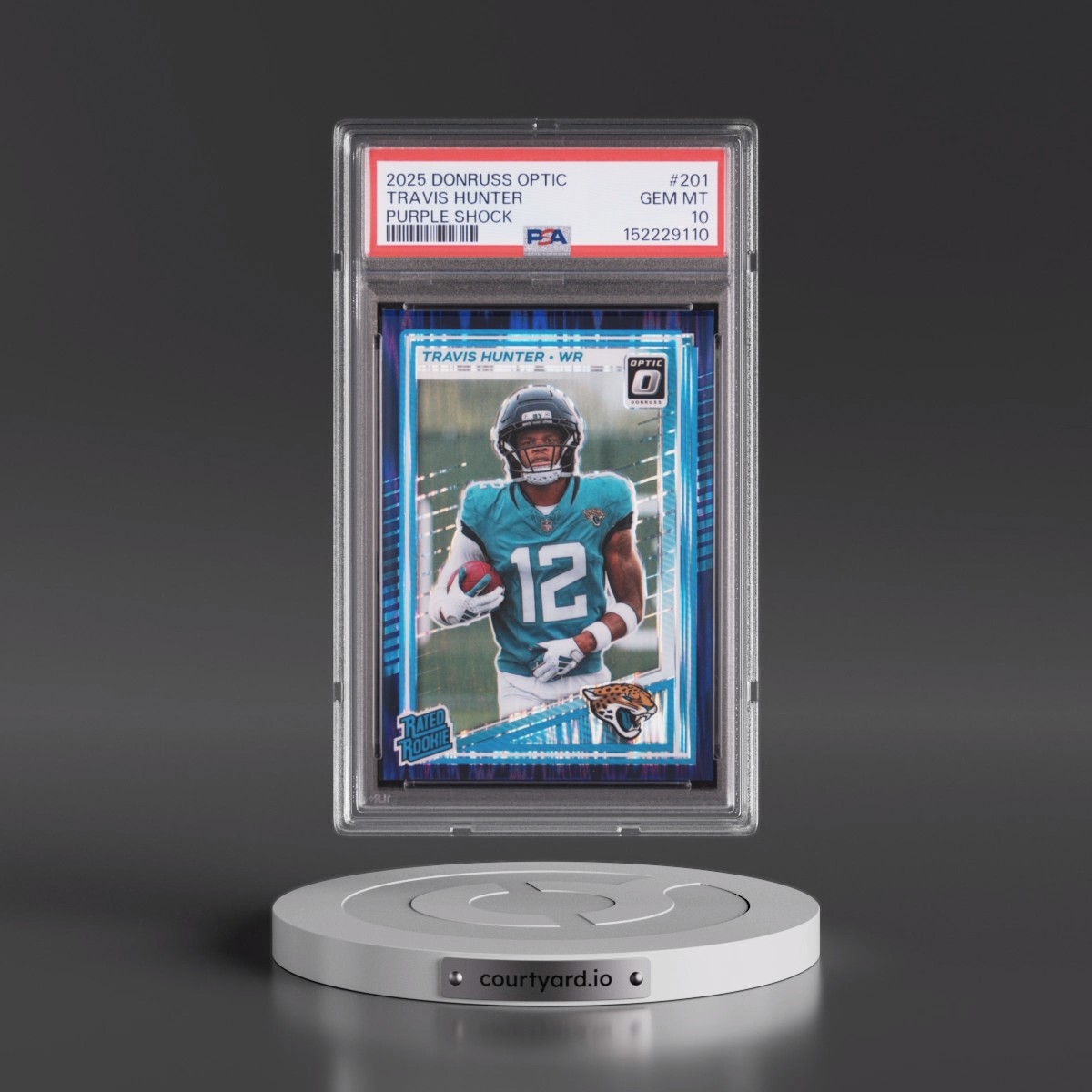 2025 Panini Donruss Optic #201 Travis Hunter - Purple Shock (PSA 10 GEM MINT)