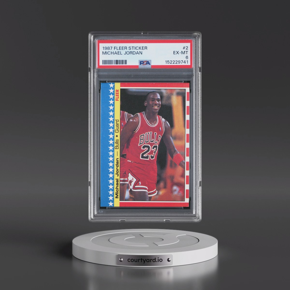 1987 Fleer Sticker #2 Michael Jordan (PSA 6 EX-MT)