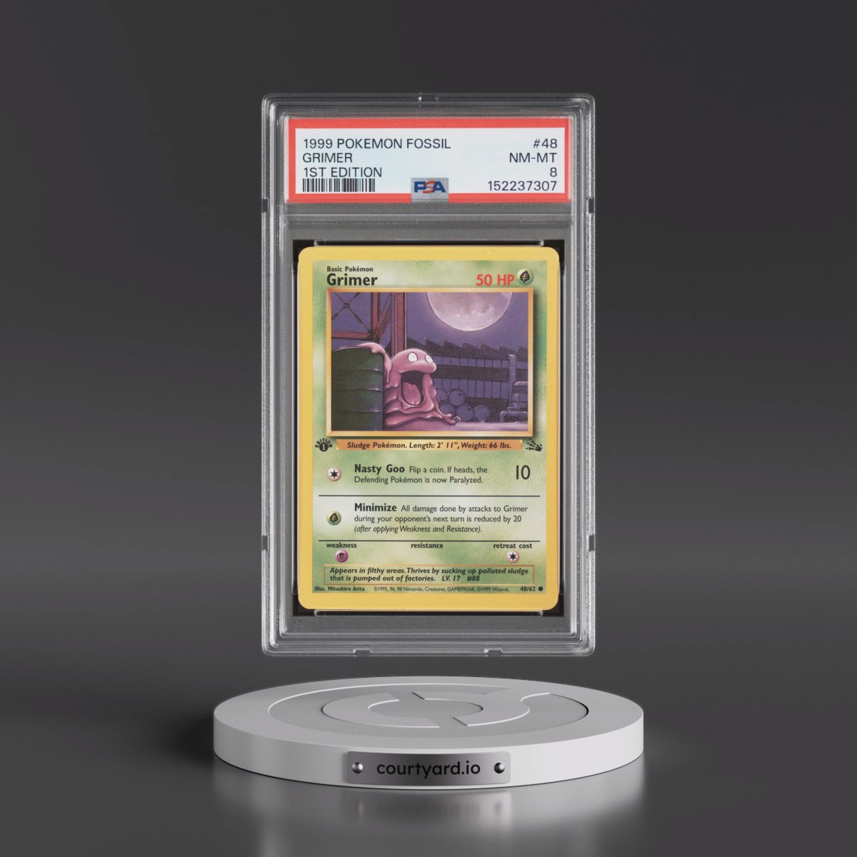 1999 Pokémon Fossil #48 Grimer - 1st Edition (PSA 8 NM-MT)