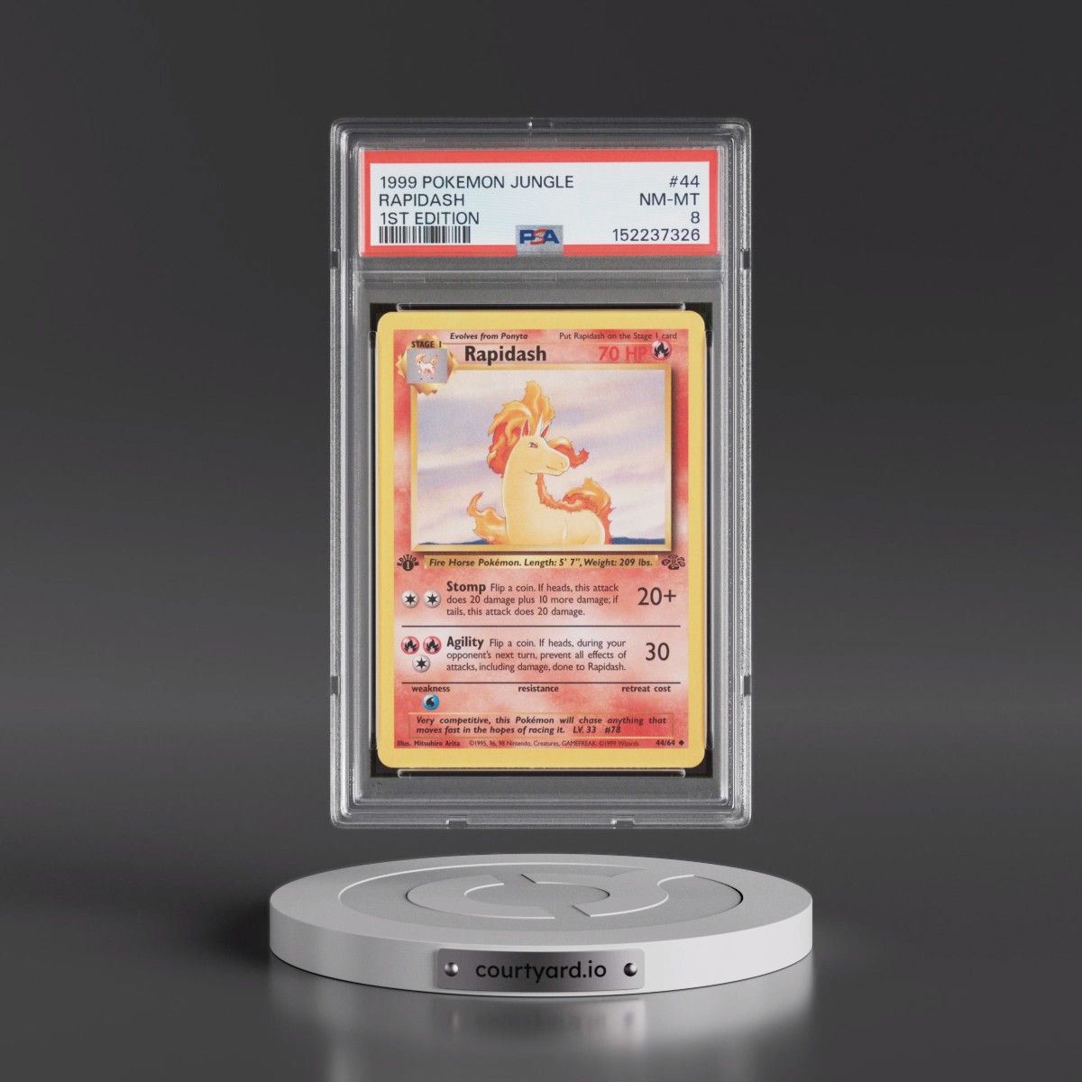 1999 Pokémon Jungle #44 Rapidash - 1st Edition (PSA 8 NM-MT)