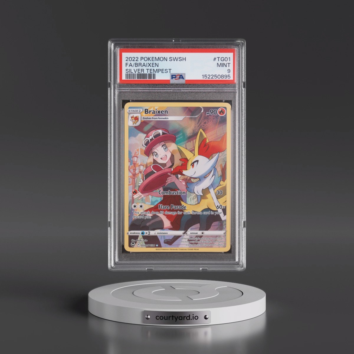 2022 Pokémon Sword & Shield Silver Tempest Braixen - Full Art #TG01 PSA 9