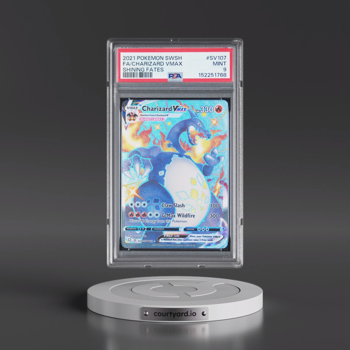 2021 Pokémon Sword & Shield Shining Fates #SV107 Charizard Vmax - Full Art (PSA 9 MINT)
