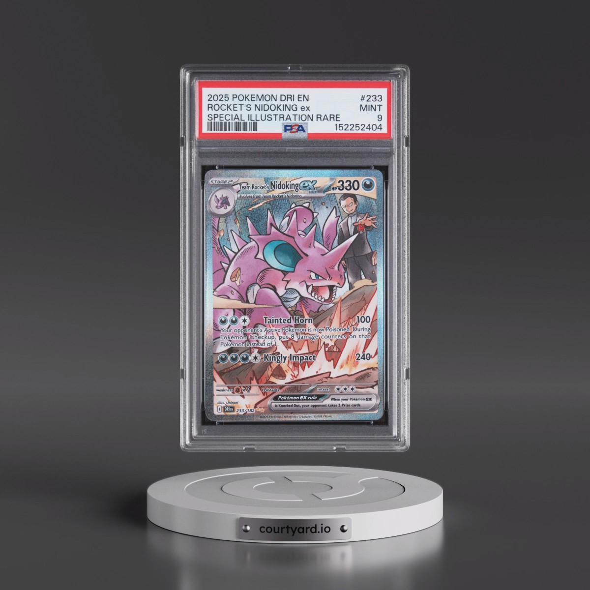 2025 Pokémon Dri EN-Destined Rivals #233 Team Rocket's Nidoking EX - Holo Special Illustration Rare (PSA 9 MINT)