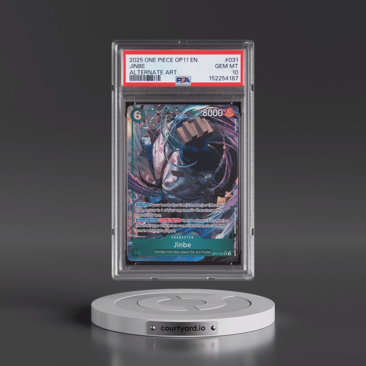 2025 One Piece OP11-A Fist of Divine Speed #031 Jinbe - Alternate Art (PSA 10 GEM MINT)