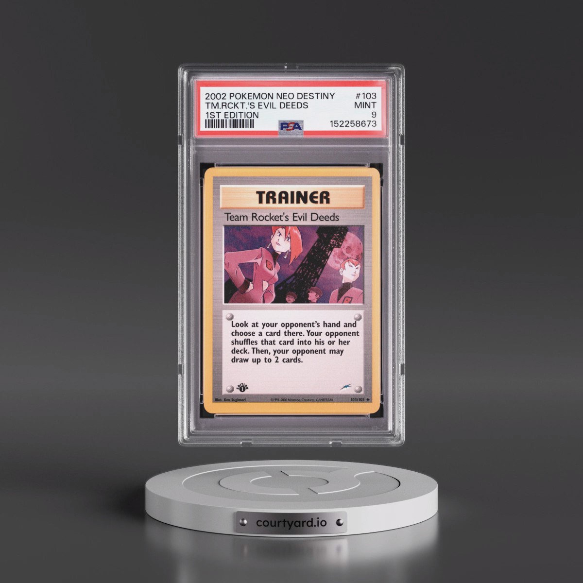2002 Pokémon Neo Destiny #103 Team Rocket's Evil Deeds - 1st Edition (PSA 9 MINT)