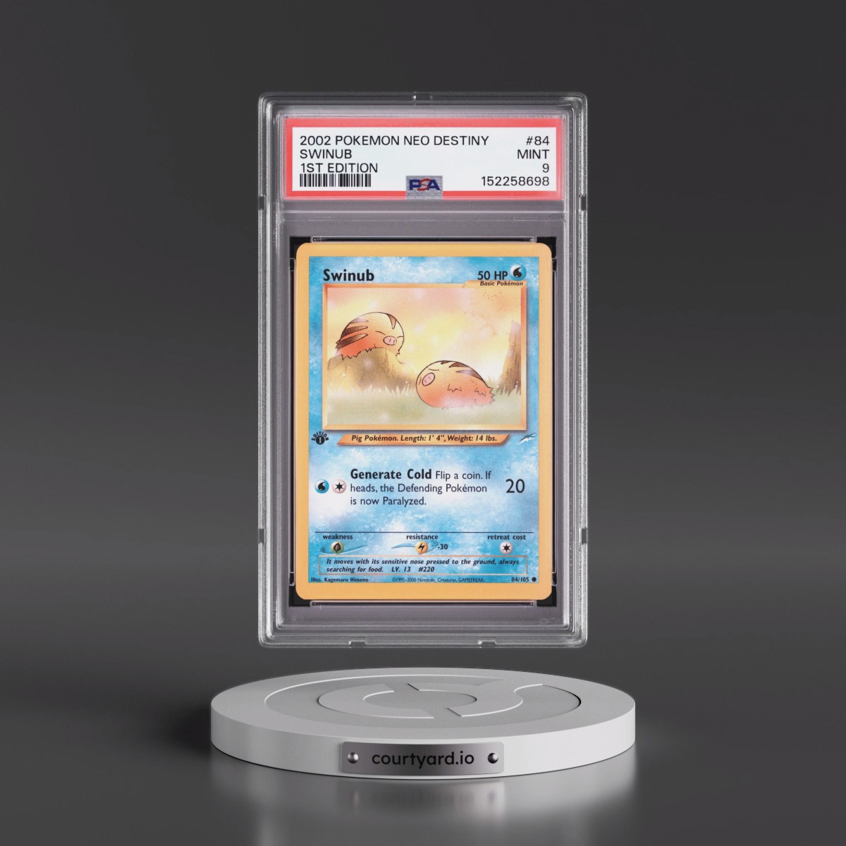 2002 Pokémon Neo Destiny #84 Swinub - 1st Edition (PSA 9 MINT)